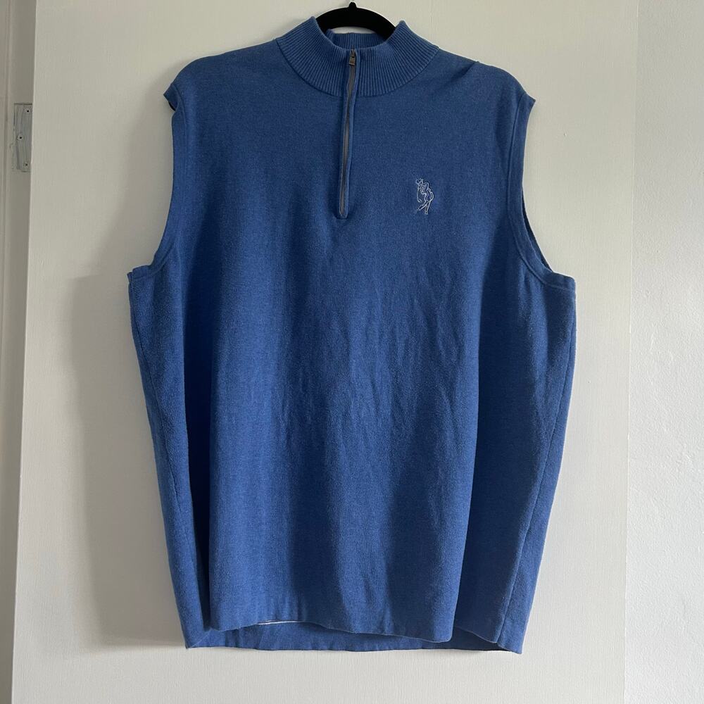 Peter Millar Crown Sport Quarter-Zip Sweater Vest – Blue – Men’s XL – EUC